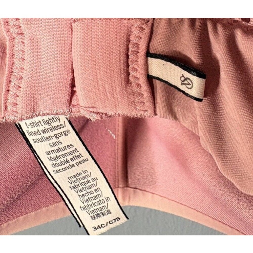 🎭 3/$20 Victoria’s Secret Wireless Bra 34C Pink Lace Back Everyday Comfort - Picture 3 of 8